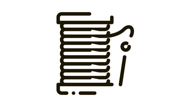 Needle Thread Icon Animation. black Needle Thread animated icon on white background