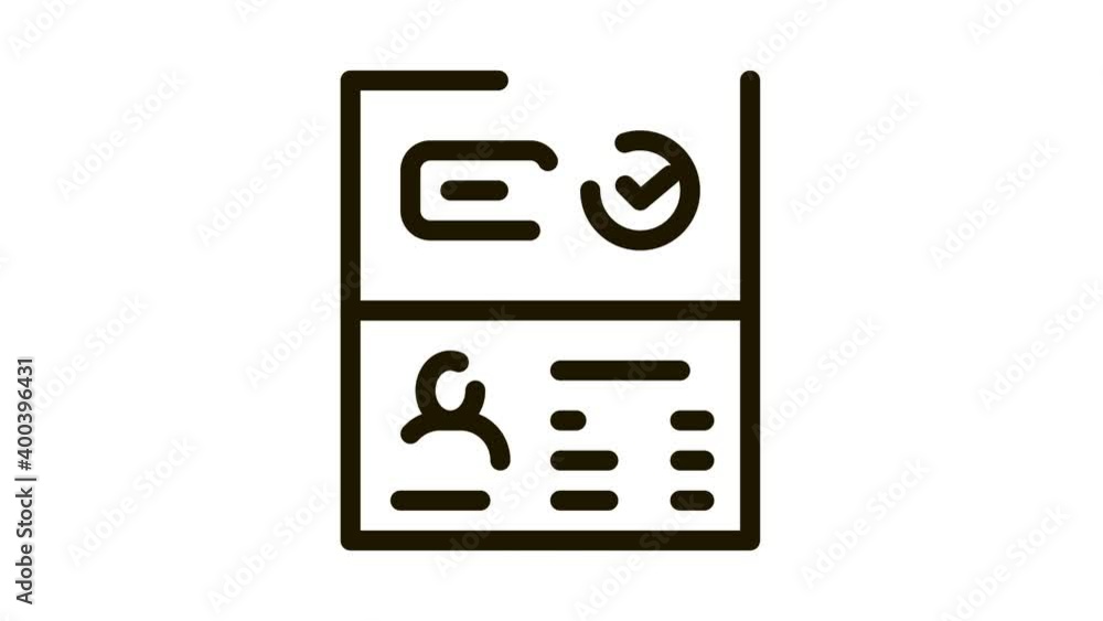 Poster passport access icon animation. black passport access animated icon on white background
