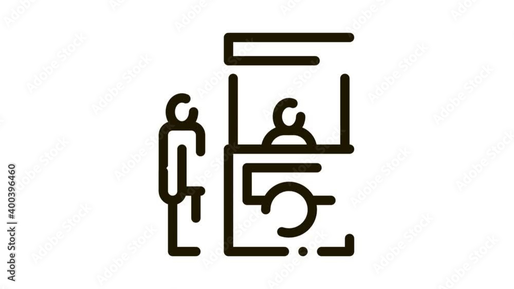 Poster passport control icon animation. black passport control animated icon on white background