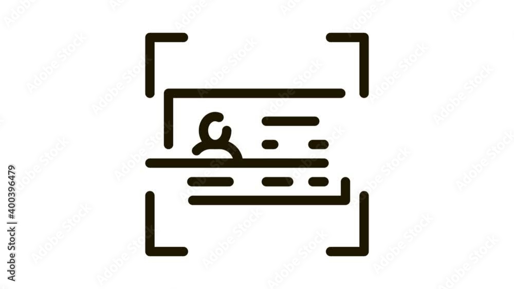 Poster document scanning icon animation. black document scanning animated icon on white background