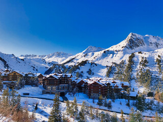 View of the ski resort Les Arcs 1950, Savoie, France.