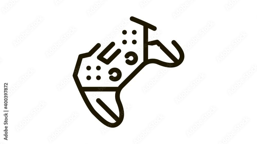 Poster game joystick icon animation. black game joystick animated icon on white background