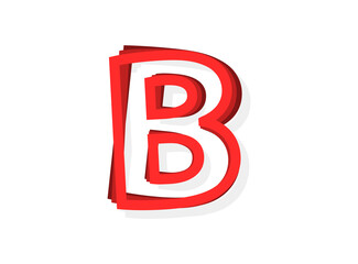 B letter vector, modern outline layers design font with red color. Eps10 illustration