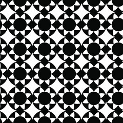 Vector abstract geometric floral mosaic background. Modern seamless pattern abstract illustration with triangles and circles. Black and white texture, template, wallpaper, backdrop, fabric print