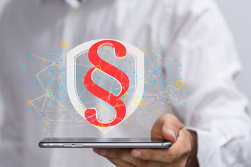 Man touching a law concept.