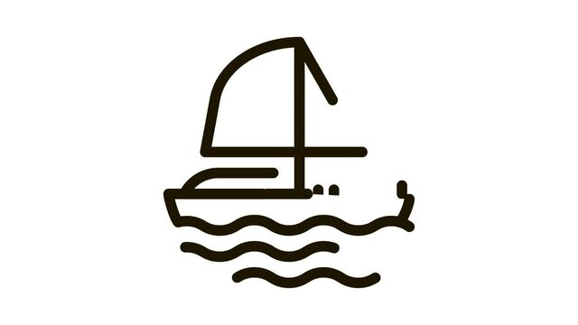Yacht Boat Icon Animation. black Yacht Boat animated icon on white background