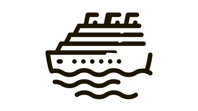 Cruise Ship Icon Animation. black Cruise Ship animated icon on white background