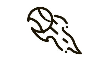 Tennis Ball Flame Icon Animation. black Tennis Ball Flame animated icon on white background - Powered by Adobe