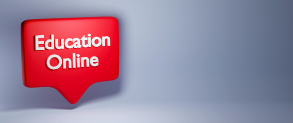 Digital Online Education. 3d render of icon. Application learning on phone, mobile website background. 
social distance concept isolated on background. Classroom Online Education internet network.
