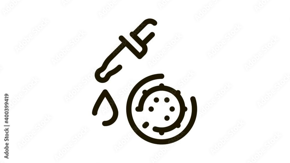 Poster pipette microbe icon animation. black pipette microbe animated icon on white background