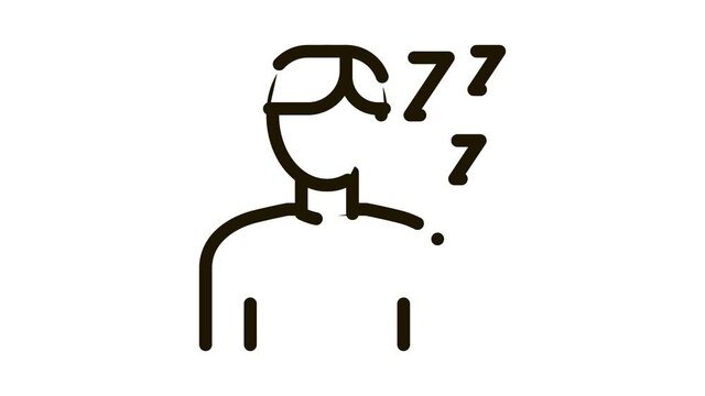 Drowsiness Man Icon Animation. black Drowsiness Man animated icon on white background