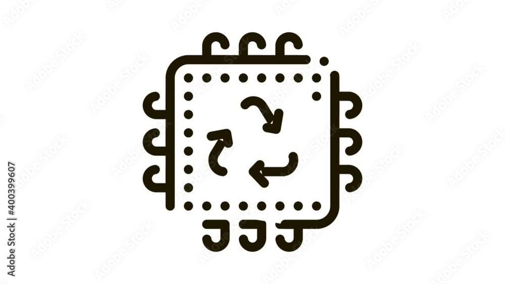 Poster recycle processor icon animation. black recycle processor animated icon on white background