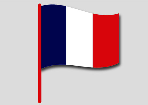 CMYK National France flag vector. Blue, white and red Flag. Paris, Europe. European country. Simple france flag isolated. Flag vector. Windy weather