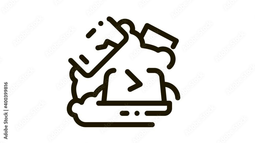 Poster broken devices icon animation. black broken devices animated icon on white background