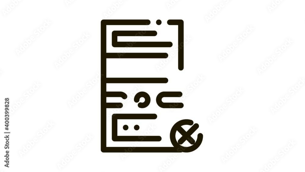 Poster broken computer icon animation. black broken computer animated icon on white background