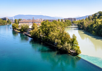 The Junction is the name of the confluence where the emerald blue waters of the Rhone river and the...