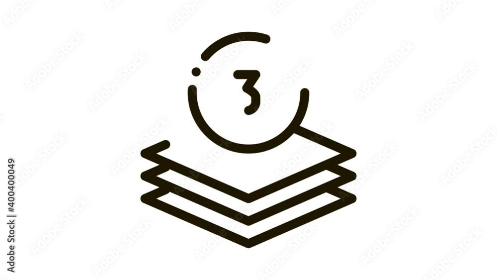 Poster three layers icon animation. black three layers animated icon on white background