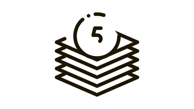 Five Layers Icon Animation. black Five Layers animated icon on white background