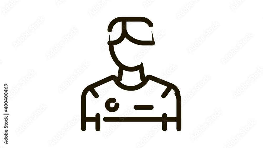 Poster soccer game player icon animation. black soccer game player animated icon on white background