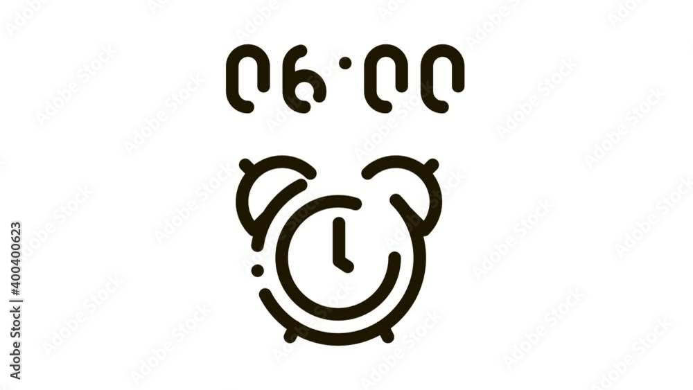 Aufkleber alarm clock time icon animation. black alarm clock time animated icon on white background