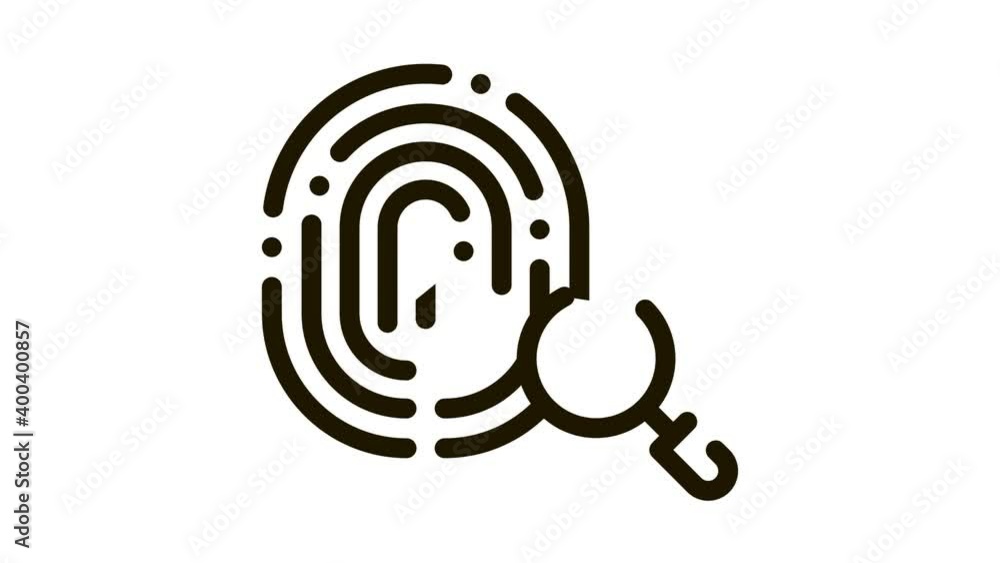Poster dactylogram fingerprint icon animation. black dactylogram fingerprint animated icon on white backgro