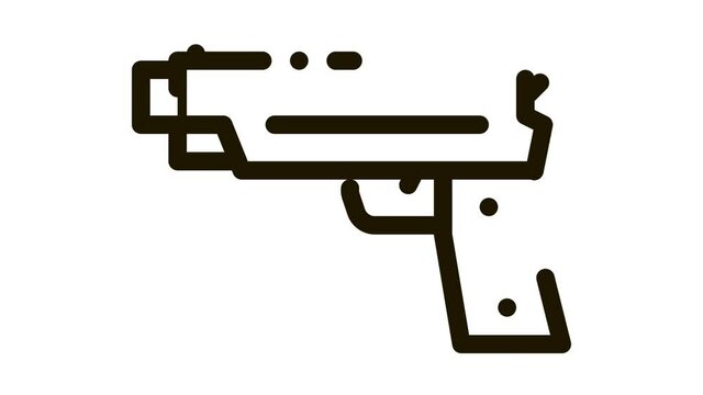 Iron Shooting Gun Icon Animation. black Iron Shooting Gun animated icon on white background