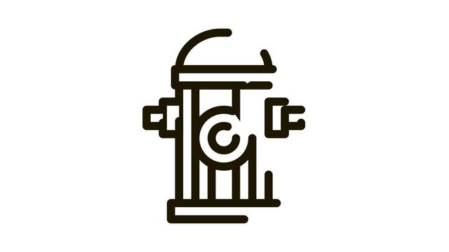 Fire Street Hydrant Icon Animation. black Fire Street Hydrant animated icon on white background