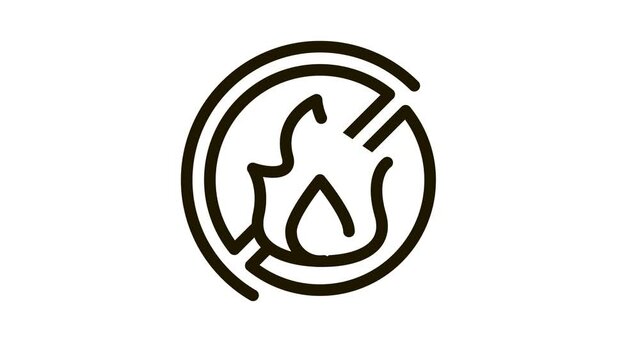 Strikethrough Flame Icon Animation. black Strikethrough Flame animated icon on white background