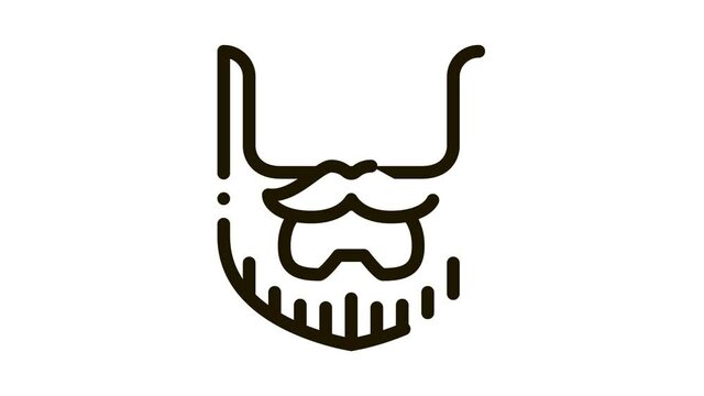 Beard Mustache Whisker Icon Animation. black Beard Mustache Whisker animated icon on white background