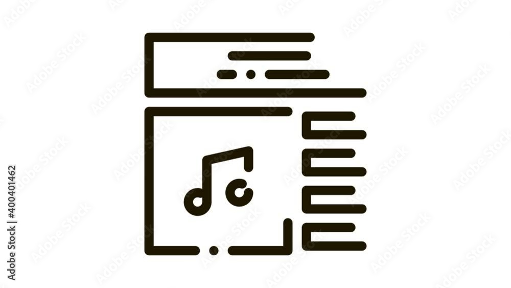 Poster internet music play list icon animation. black internet music play list animated icon on white backg