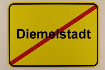 Illustration eines Stadtausgangsschildes der Stadt Diemelstadt