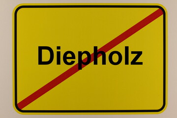Illustration eines Stadtausgangsschildes der Stadt Diepholz