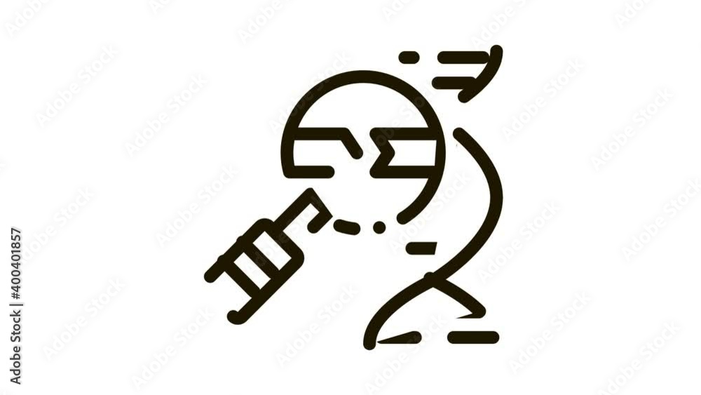 Poster molecule and magnifier icon animation. black molecule and magnifier animated icon on white backgroun