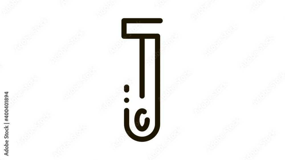 Poster flask with cotton swab icon animation. black flask with cotton swab animated icon on white backgroun