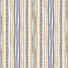 Keuken foto achterwand Landelijke stijl Naadloze Franse blauwe gele boerderij stijl strepen textuur. Geweven linnen doek patroon achtergrond. Lijn gestreepte close-up geweven stof voor keukenhanddoek materiaal. Picknick tafelkleed van krijtstreepvezels
