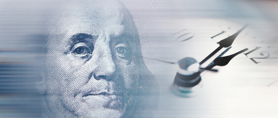 Time and Money concept image with watch and cash