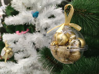Fur tree branches, New Year tree close view