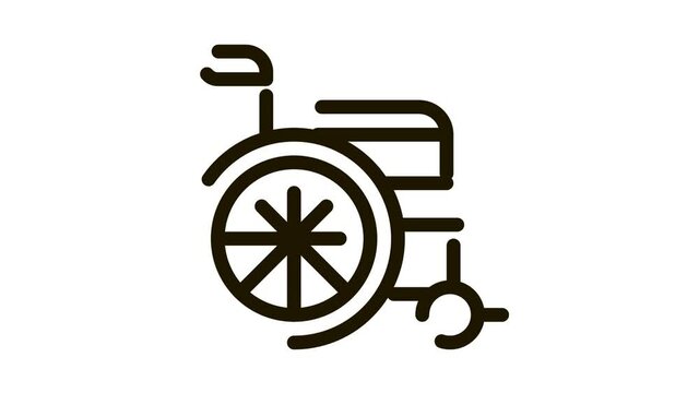 Wheelchair Equipment Icon Animation. black Wheelchair Equipment animated icon on white background