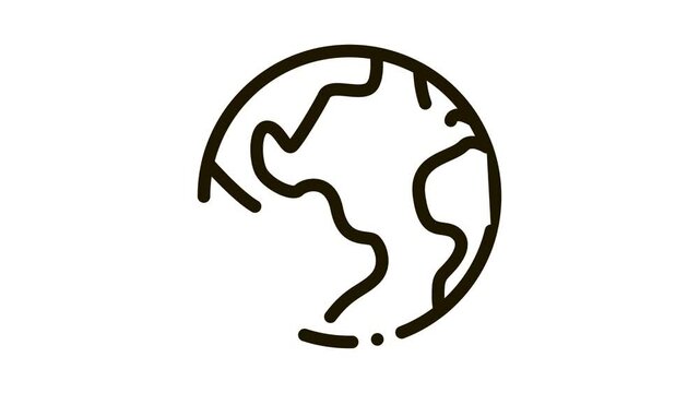 Planet Earth Globe Icon Animation. black Planet Earth Globe animated icon on white background