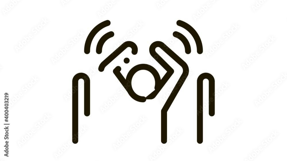 Poster man not passed warning animated icon on white background
