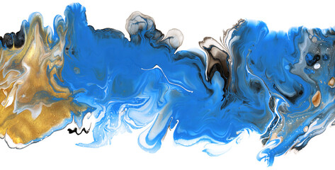 Abstract flow acrylic and watercolor pour marrble blot painting. Color wave horizontal texture...