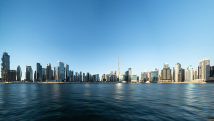 Fototapeta premium Panoramic views of the urban Skyline and modern skyscrapers in Dubai UAE. 