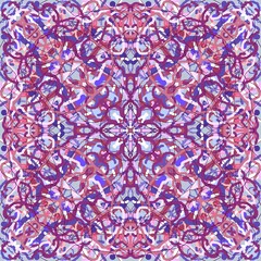 Abstract pattern of elements of blue and purple shades for a festive wrapping paper.