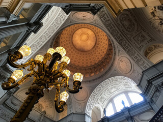 Breathtaking architecture and baroque stucco interiors inside San Francisco City Hall with...