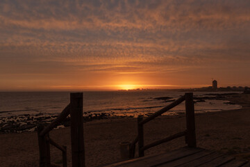 Fototapeta na wymiar sunset on the beach in Punta del Este, Uruguay.