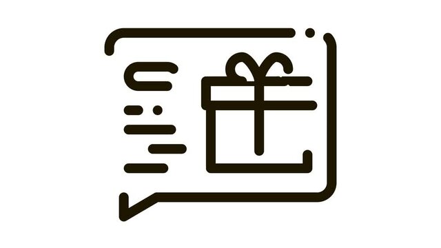 Gift Notification Message Icon Animation. black Gift Notification Message animated icon on white background