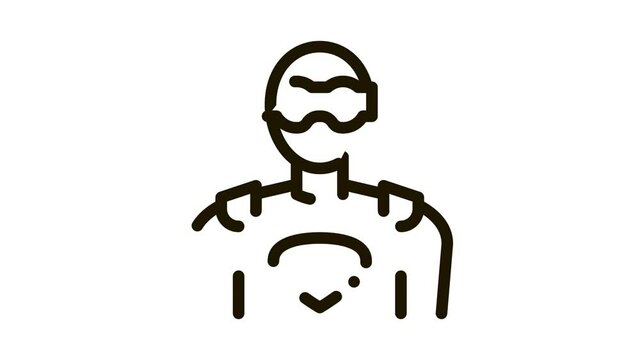 Super Hero Man Icon Animation. black Super Hero Man animated icon on white background