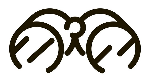 Tourist Camping Binoculars Icon Animation. black Tourist Camping Binoculars animated icon on white background