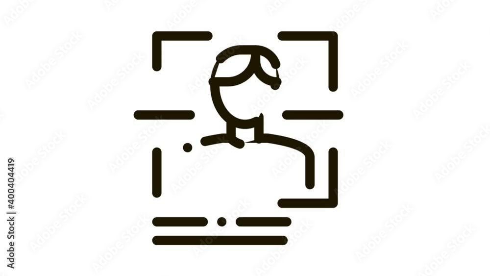 Poster information about person when scanning icon animation. black information about person when scanning 