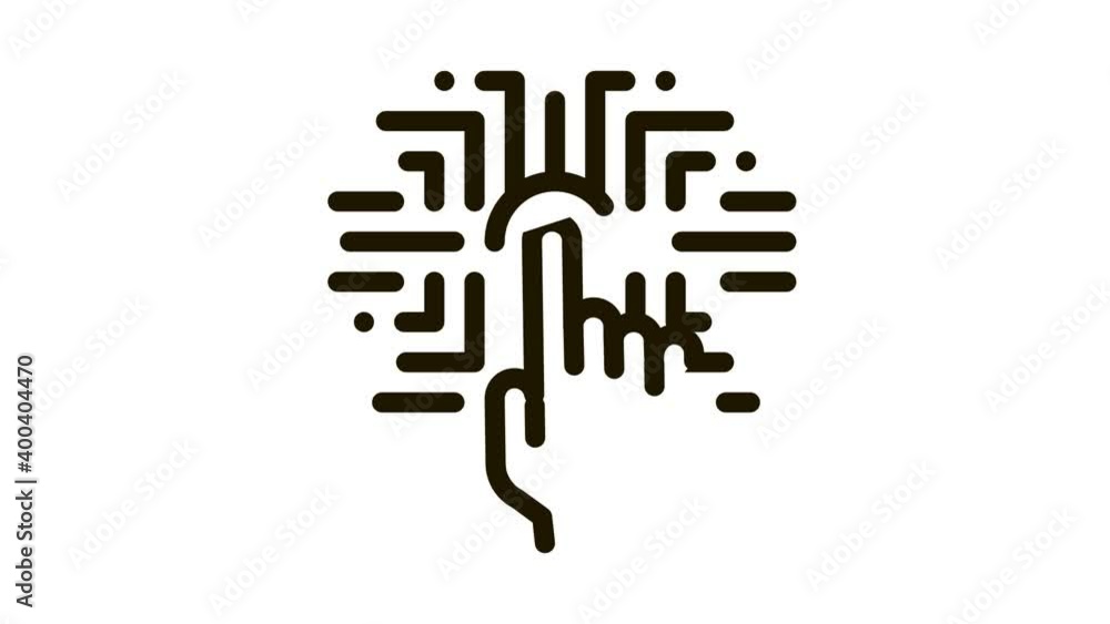 Poster biometric fingerprint verification icon animation. black biometric fingerprint verification animated